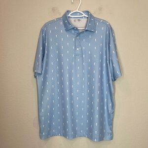 USAG Logo Golf Polo Shirt Men's Size L Blue All Over Print Outdoor Stretch